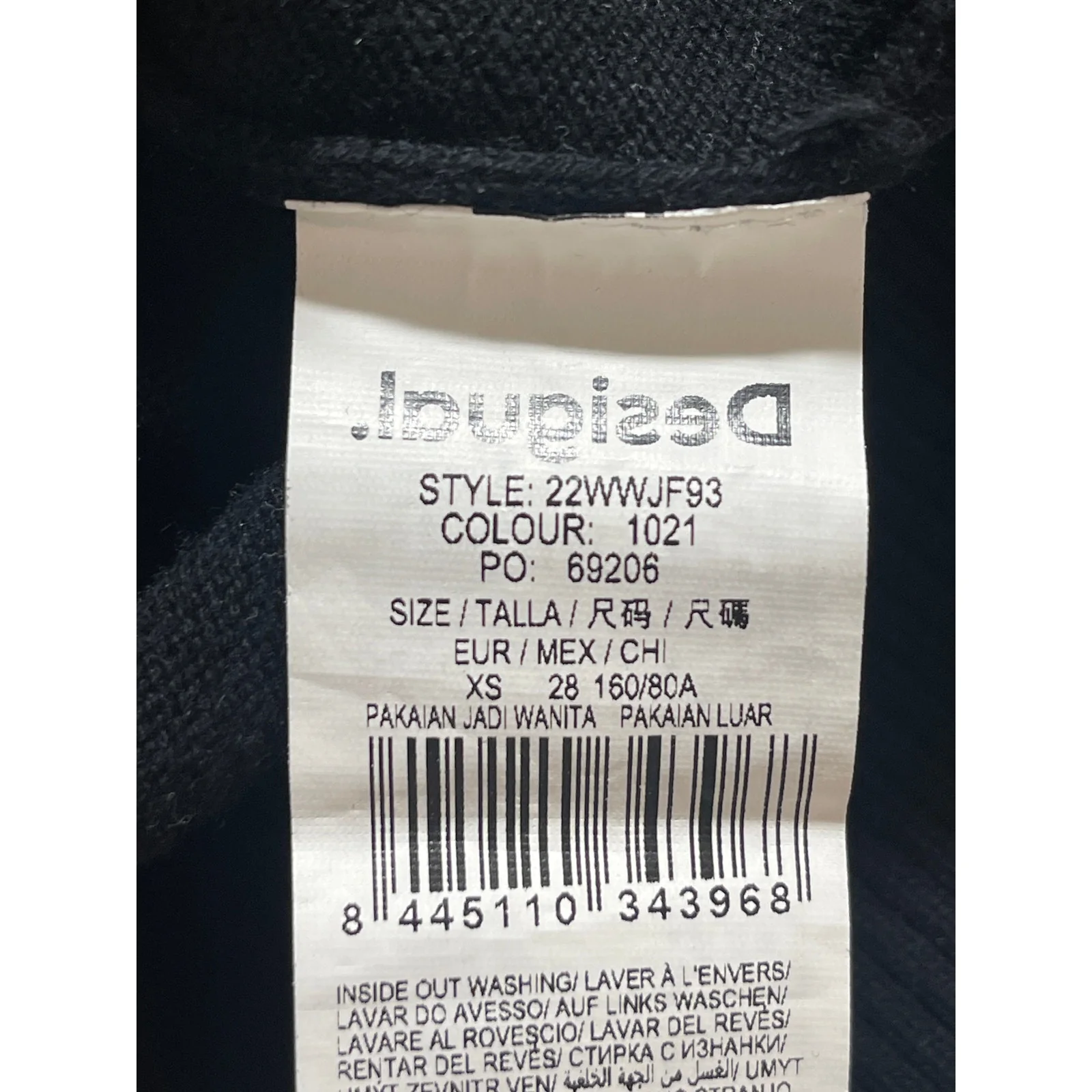 Desigual Women's Black Colorblock Crew Neck Long Sleeve Cropped Sweater Top XS - Image 4