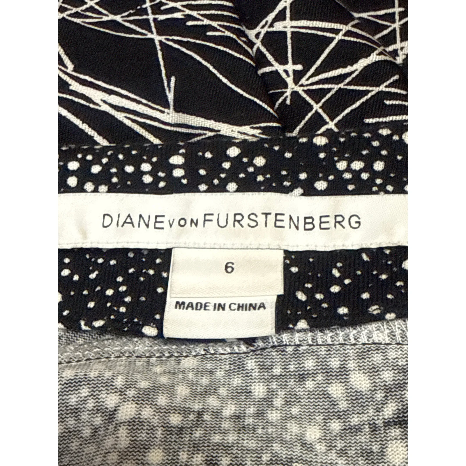 Diane Von Furstenberg Black Wool Silk Dot Geometric Fit & Flare Mini Dress Sz 6 - Image 4