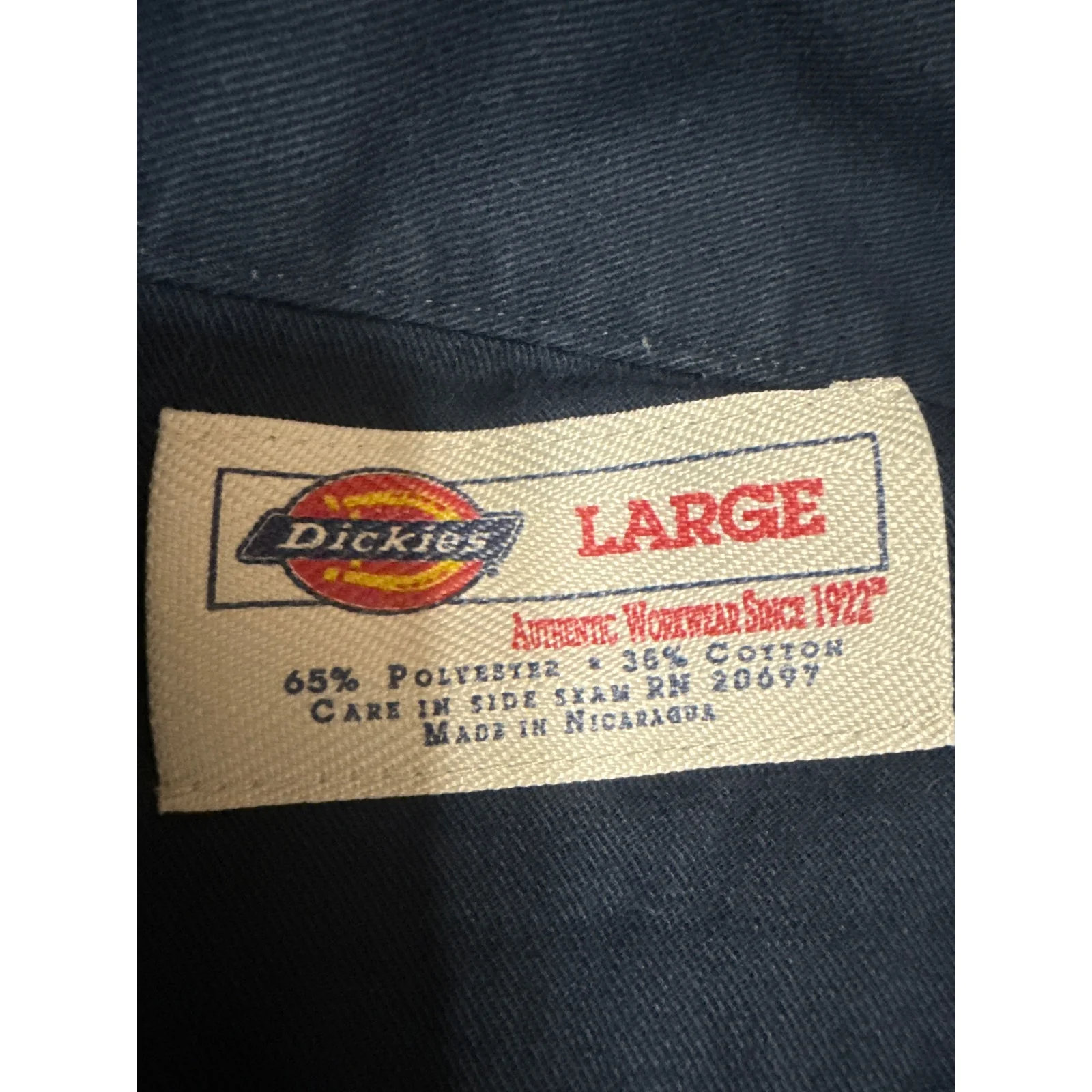 Dickies Men Navy Blue Workwear Pocket Cutoff Sleeve Button Down Shirt Top Size L - Image 5