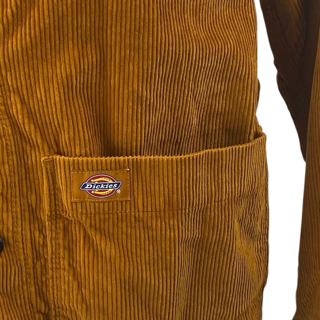 Dickies Men's Tan Corduroy Long Sleeve Button Up Pocket Shirt Jacket Size S - Image 3