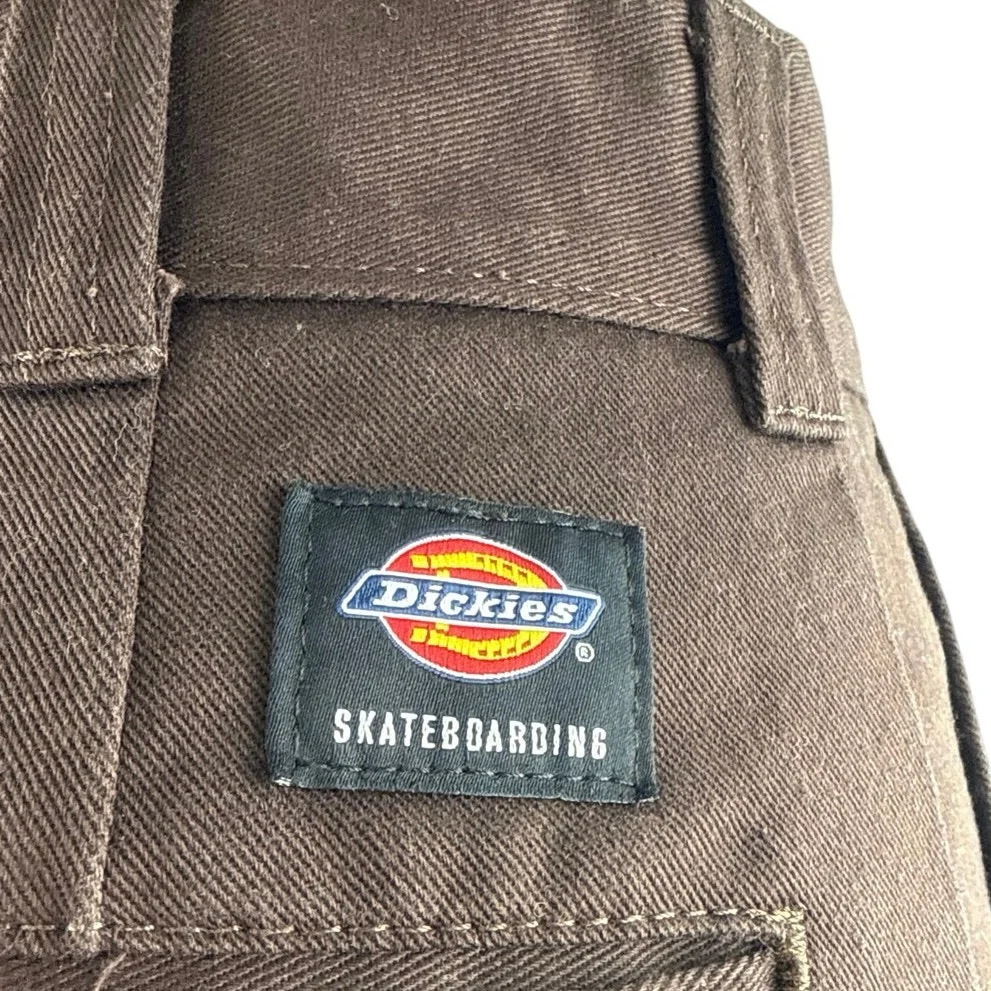 Dickies Skateboarding Womens Brown High Rise Wide Leg Baggy Trousers Pants 28 - Image 4