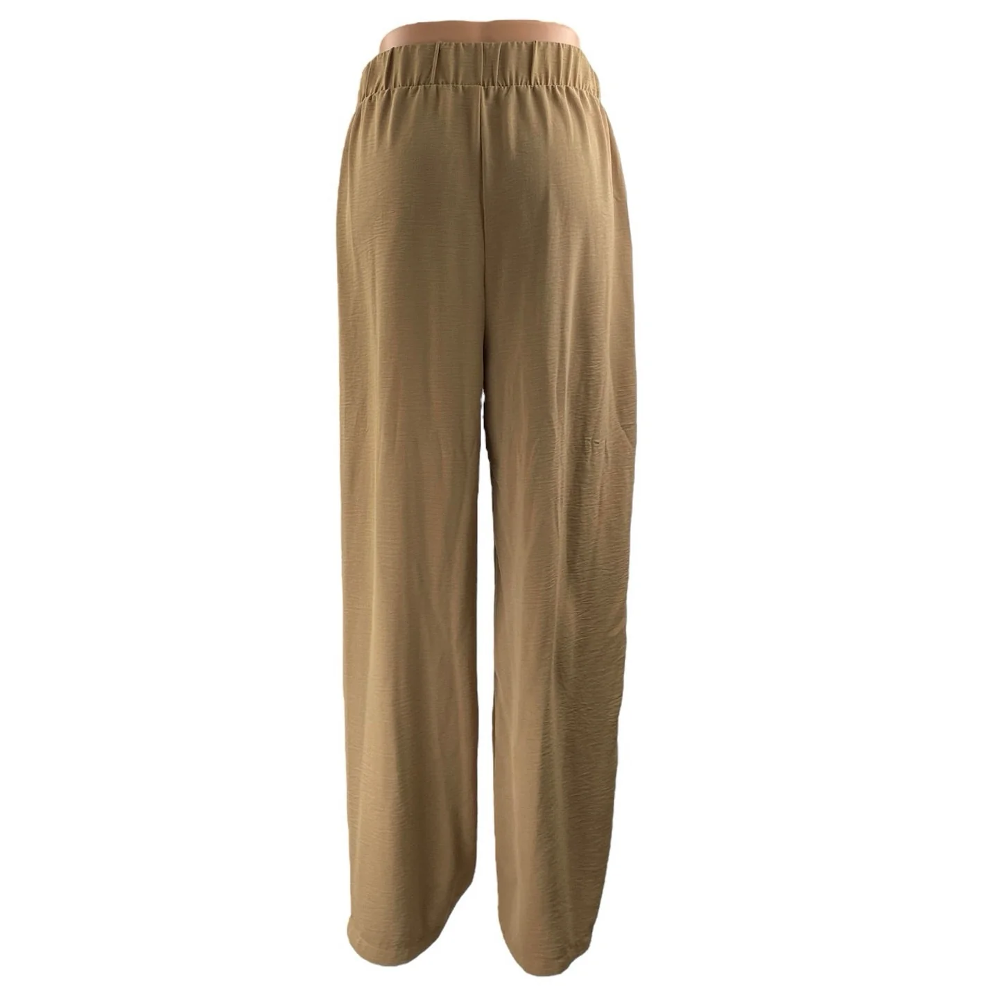 Dictionary Brown Tan Tie Waist High Rise Wide Leg Palazzo Trousers Pants Size M - Image 3