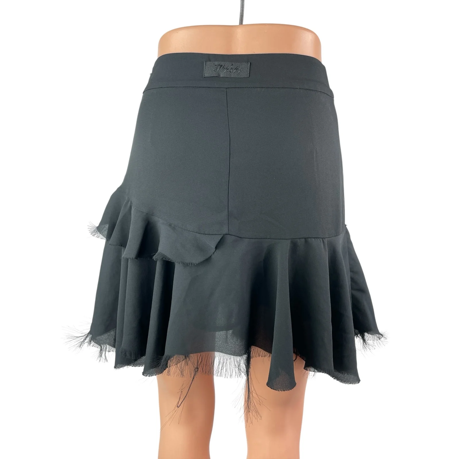 Diesel Women's Black High Waisted Ruffle Tiered Zip Fringe A Line Mini Skirt 26 - Image 3