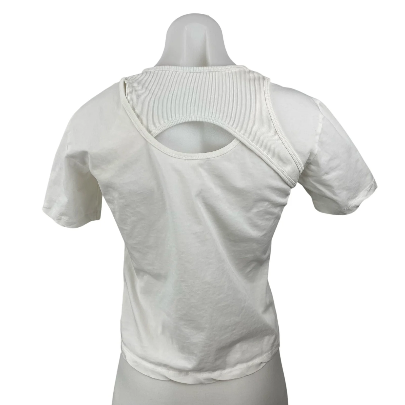 Dion Lee Women's White Cut Out Yoga Sports Athletic Activewear T-Shirt Top Sz XS - Image 4