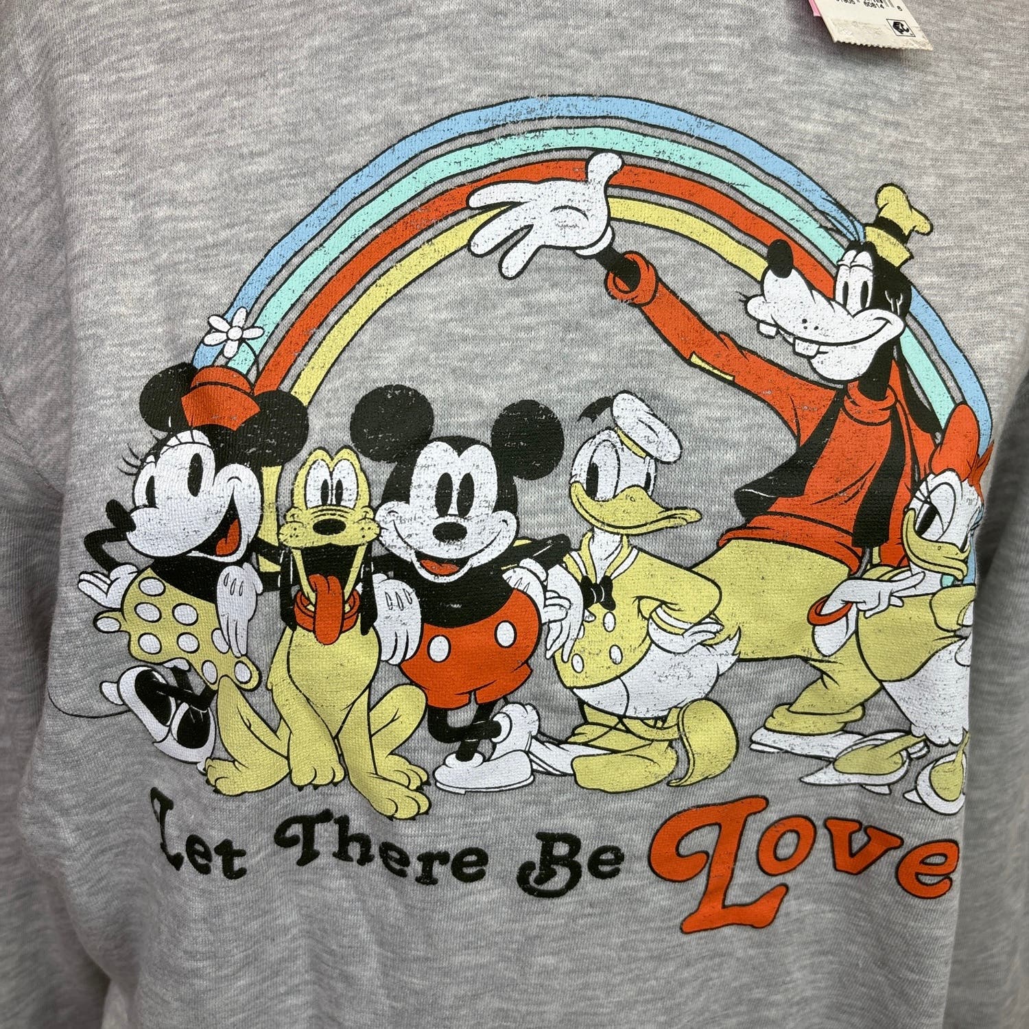 Disney New Mickey Pride Heather Grey Crewneck Oversized Long Sleeve Sweatshirt S - Image 4