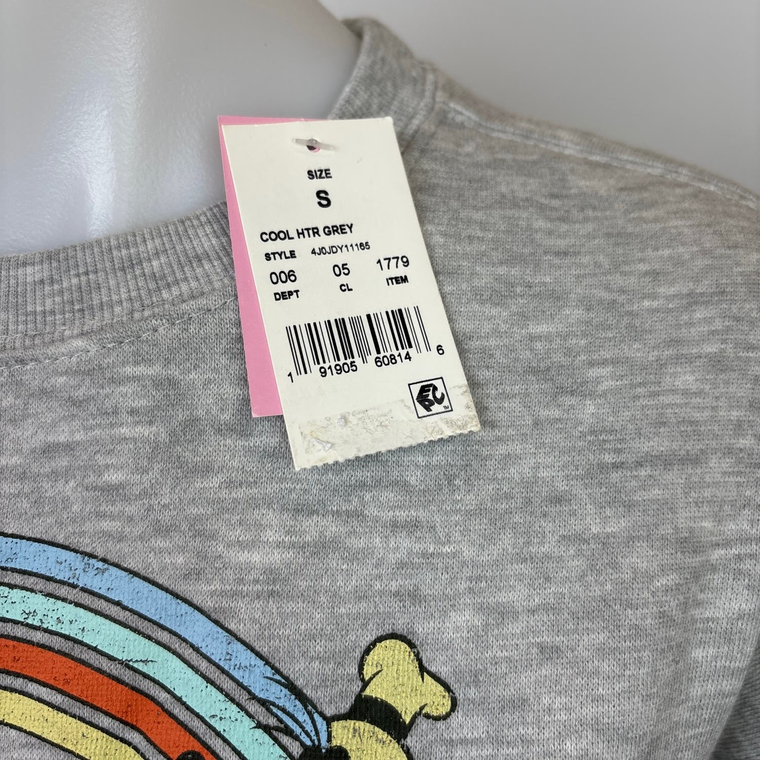 Disney New Mickey Pride Heather Grey Crewneck Oversized Long Sleeve Sweatshirt S - Image 6
