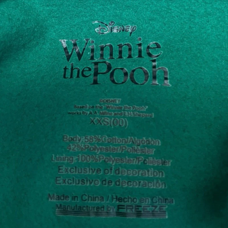Disney Winnie The Pooh Christmas Wishes Green Graphic Sweatshirt Sweater Top XXS - Image 4