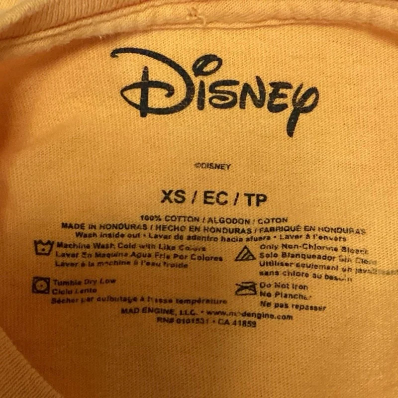 Disney Yellow Orange Crew Neck Minnie Mouse T Shirt Tee Crop Top Size XS - Image 3