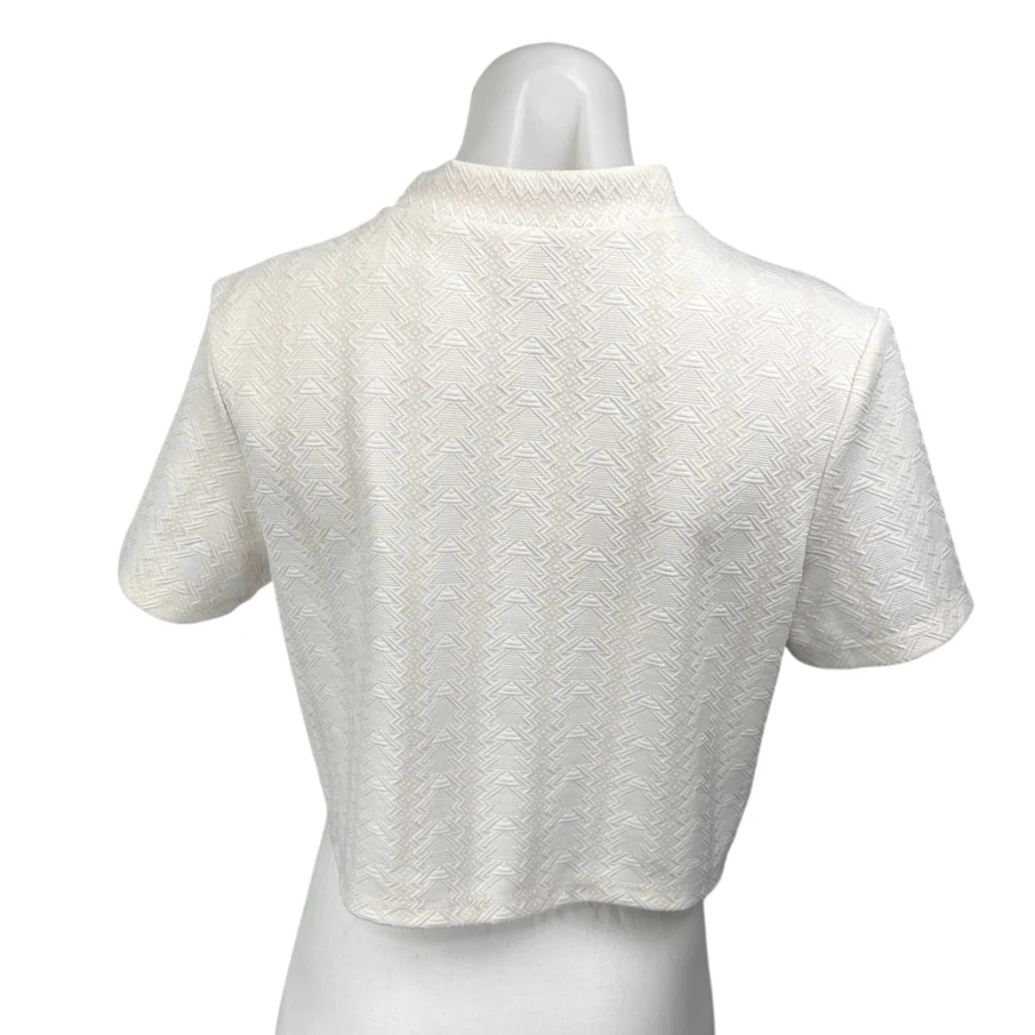 Divided by H&M White Knit Chevron Textured Mock Neck T Shirt Blouse Top Size M - Image 2