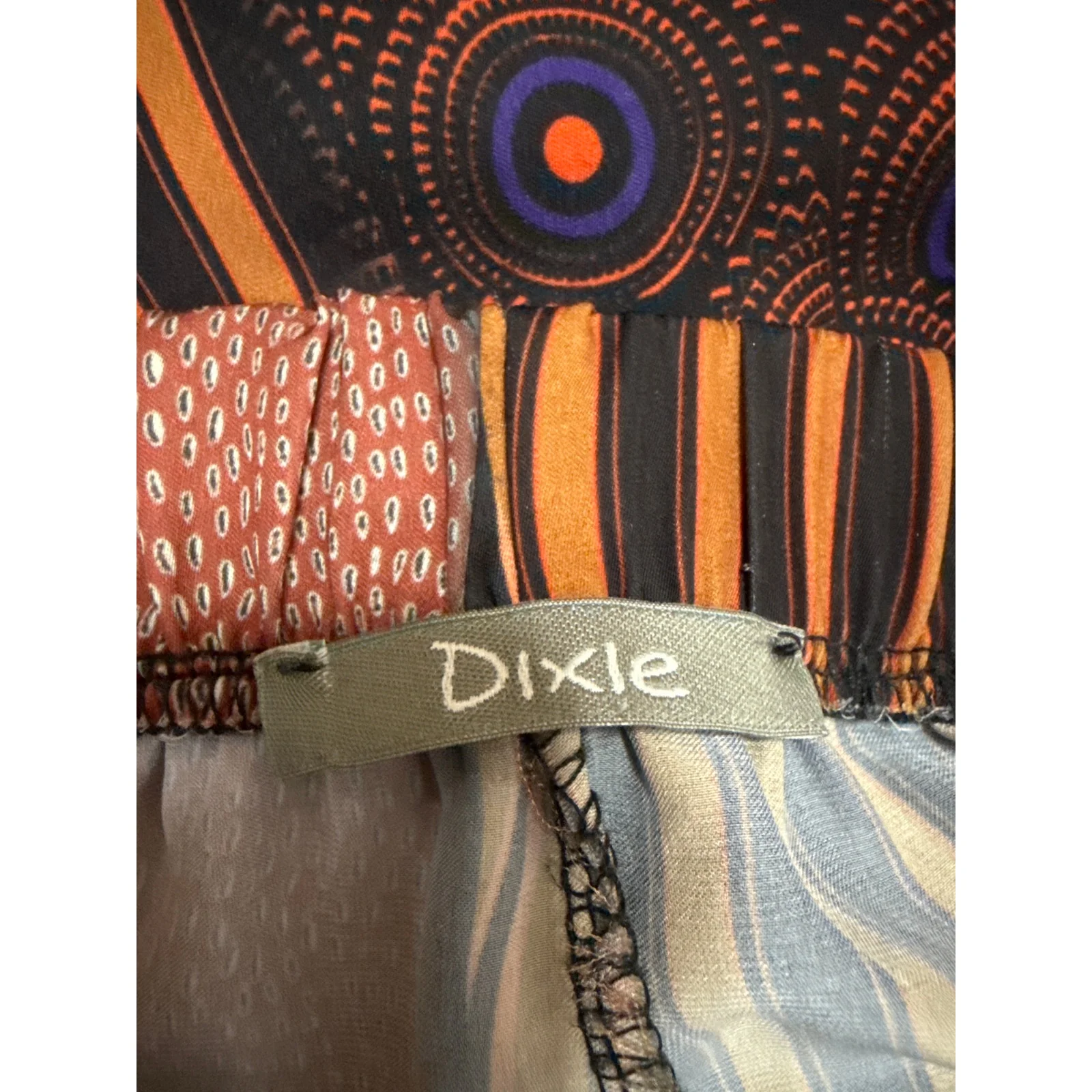 Dixie Multicolor Patchwork Colorblock Graphic High Waist Wide Leg Baggy Pants XS - Image 4