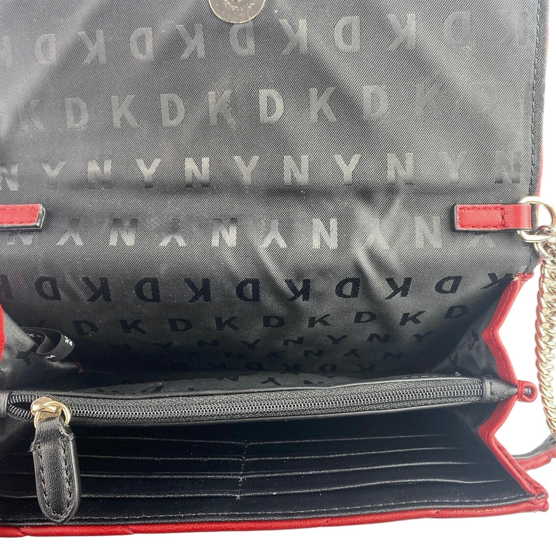 DKNY Veronica WOC Red Leather Quilted Crossbody Wallet Mini Purse Crossbody OS - Image 5