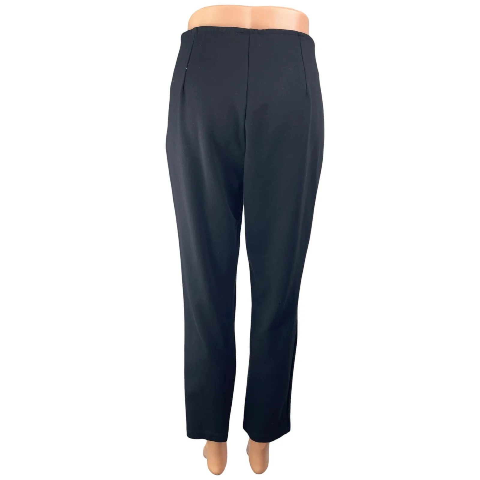 DKNY Women's Black Pleated High Waisted Straight Leg Trousers Dress Pants Size L - Image 2