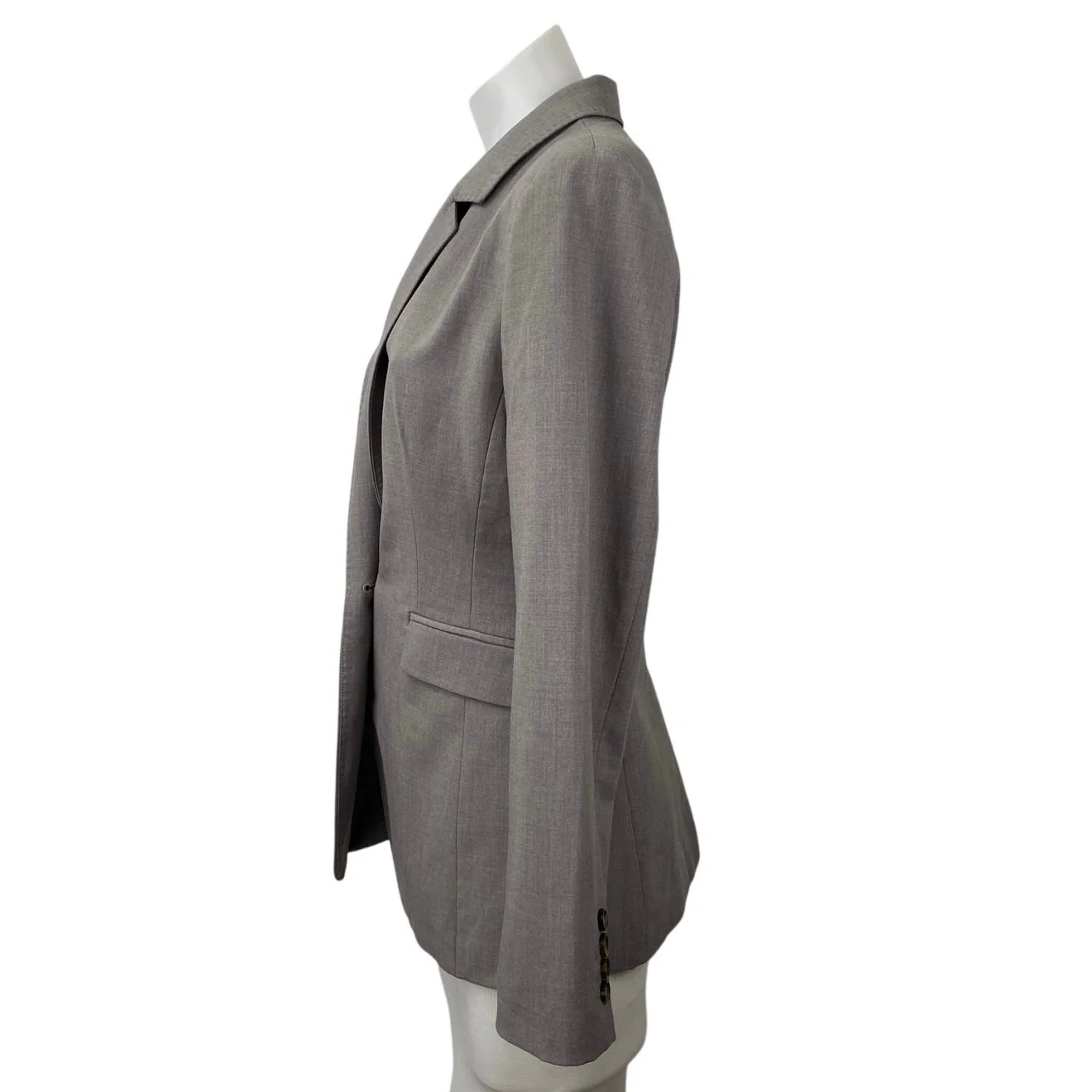 DKNY Women's Gray Long Sleeve Notch Lapel Pocket Blazer Coat Suit Jacket Size 2 - Image 2