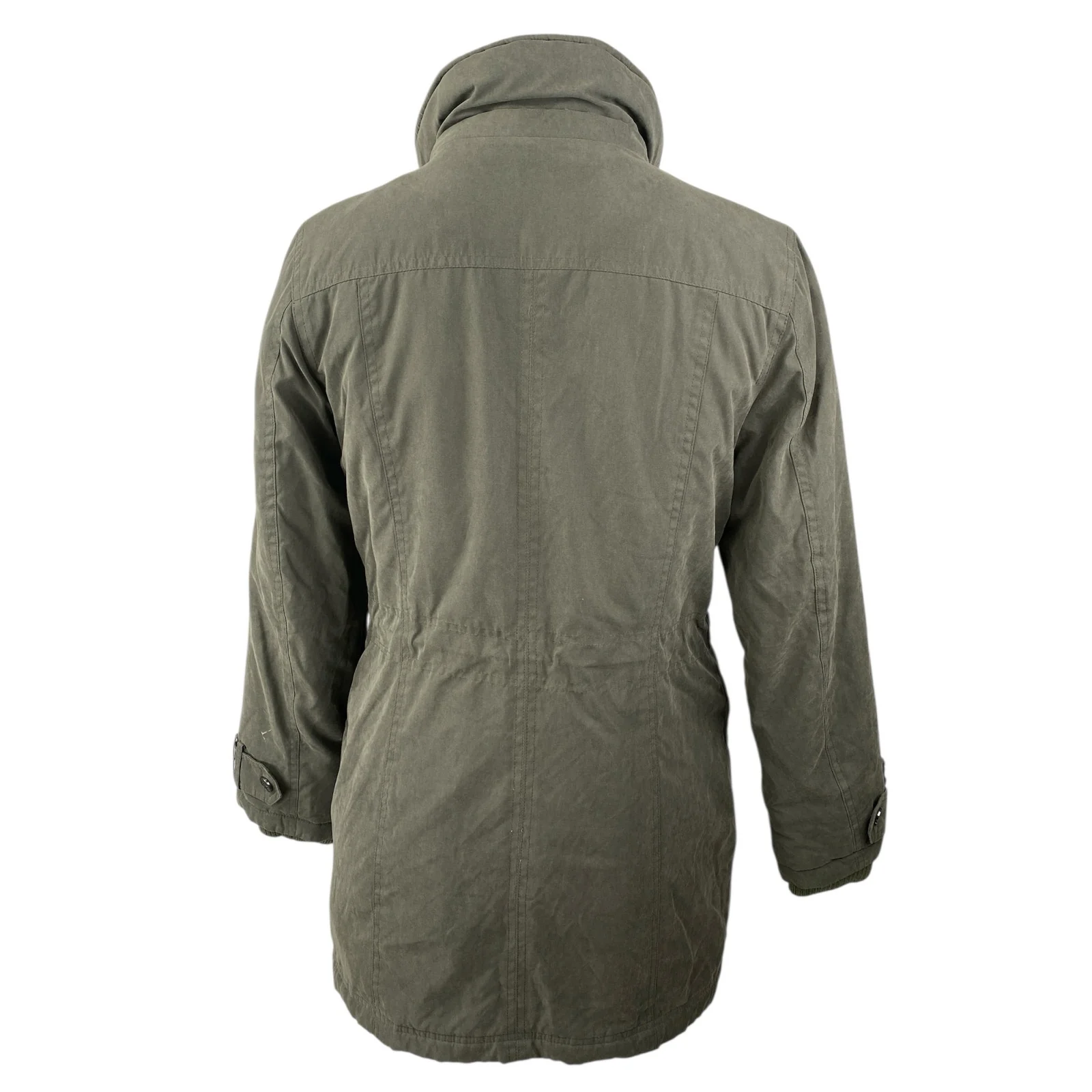 DKNY Women's Green Fleece Collar Full Zip Utility Military Parka Coat Jacket XS - Image 2