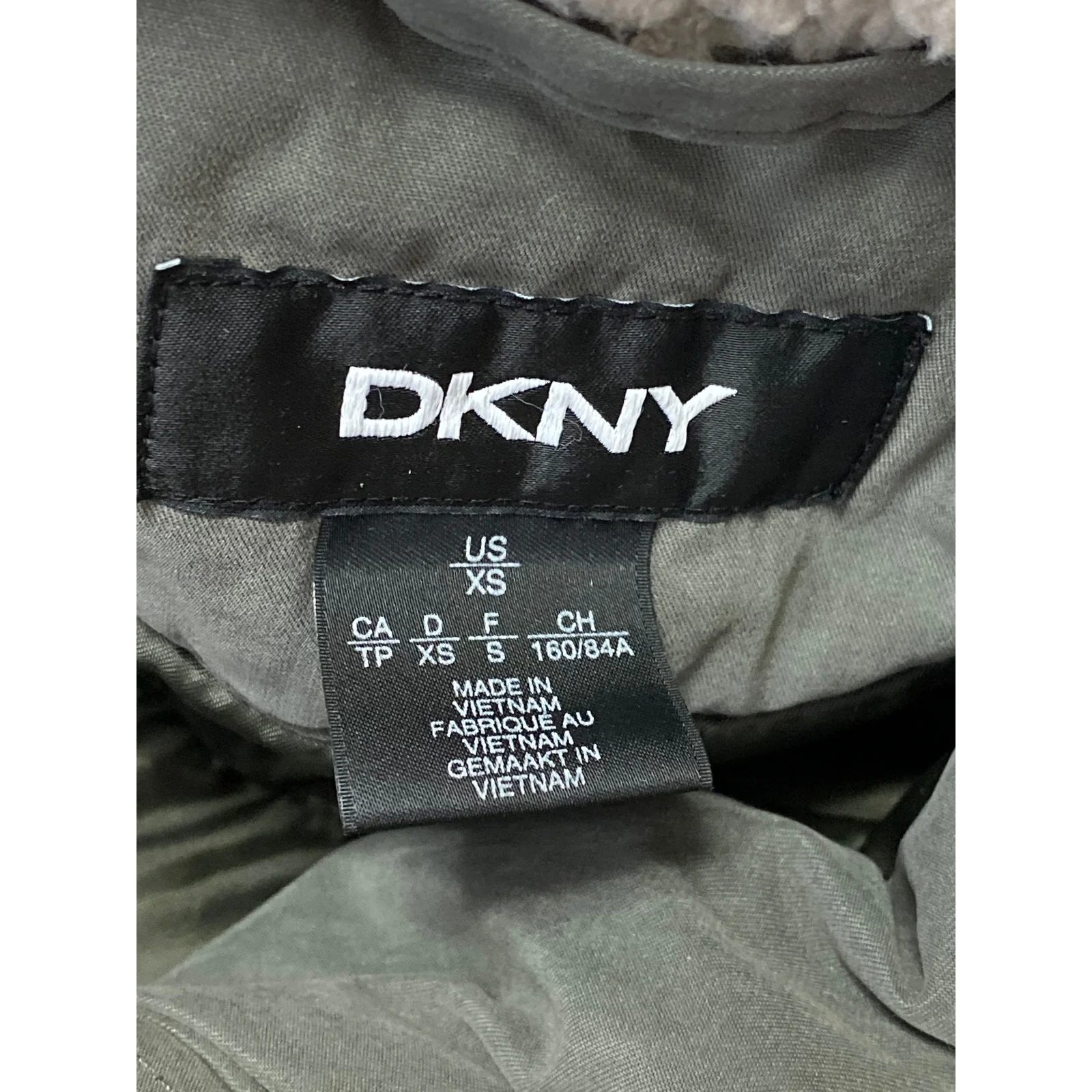 DKNY Women's Green Fleece Collar Full Zip Utility Military Parka Coat Jacket XS - Image 3