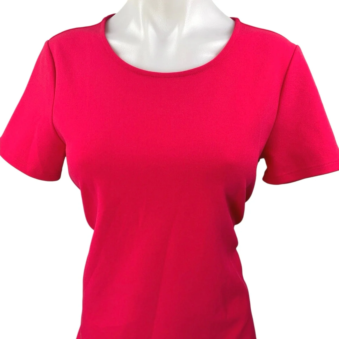 DKNY Women's Pink Short Sleeve Asymmetric Back Zip Blouse Shirt Tunic Top Size M - Image 4