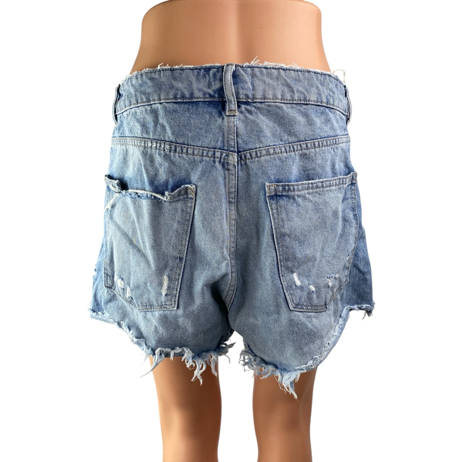 DL1961 Women's Blue Distressed High Waist Frayed Hem Cut Off Denim Shorts Sz 30 - Image 2