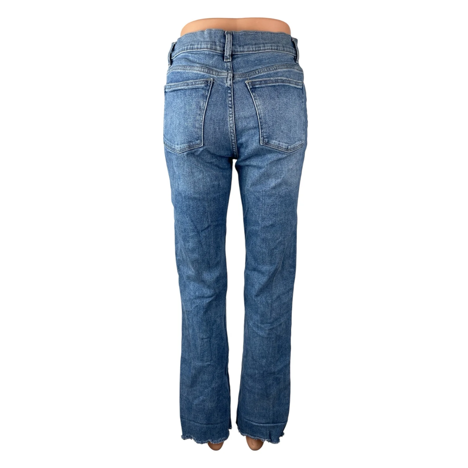 DL1961 Women's Blue Raw Frayed Hem High Rise Loose Straight Denim Jeans Pants 26 - Image 4