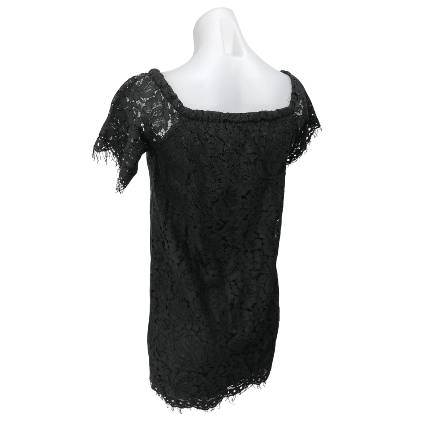 Do+Be Women's Black Floral Lace Off The Shoulder Shift Tunic Mini Dress Size S - Image 2