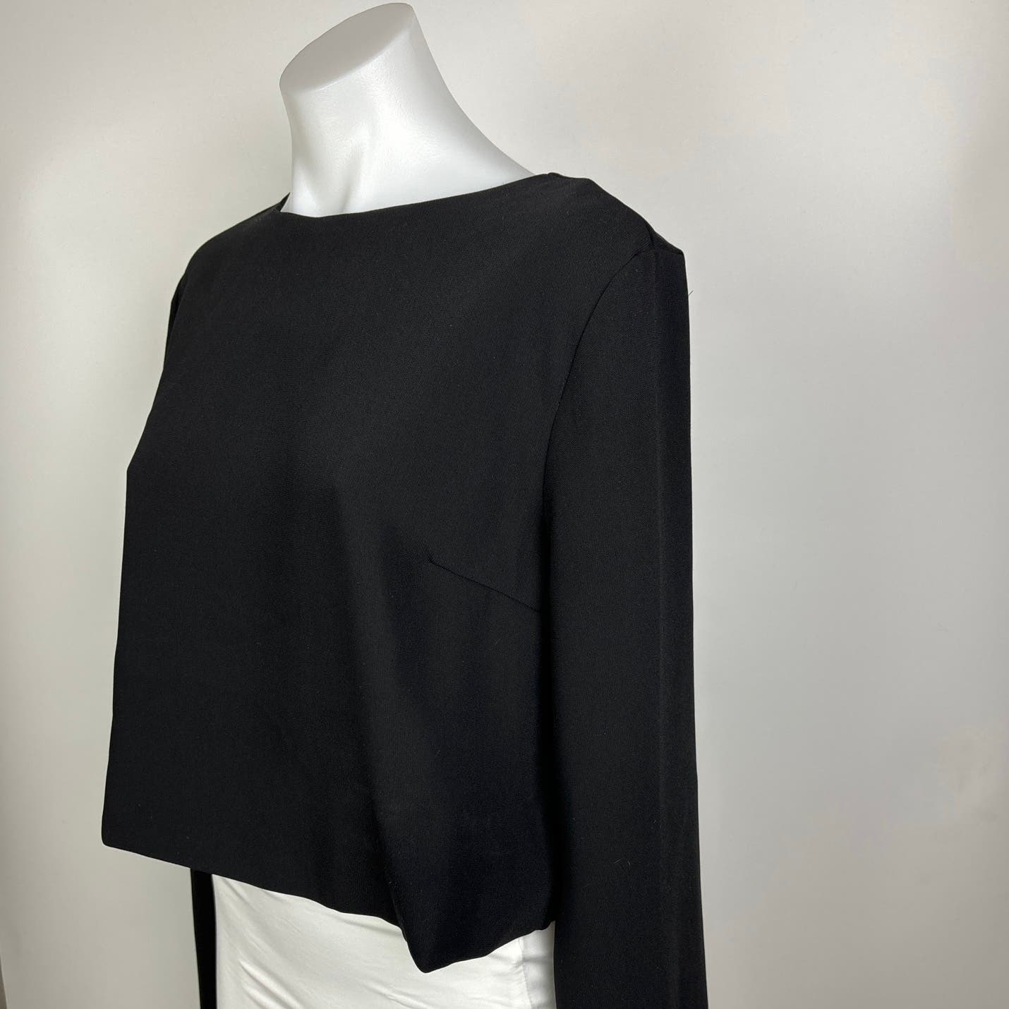 Do+Be Womens Black Formal Cape Slit Long Sleeve Crew Neck Zipper Crop Top Size L - Image 5