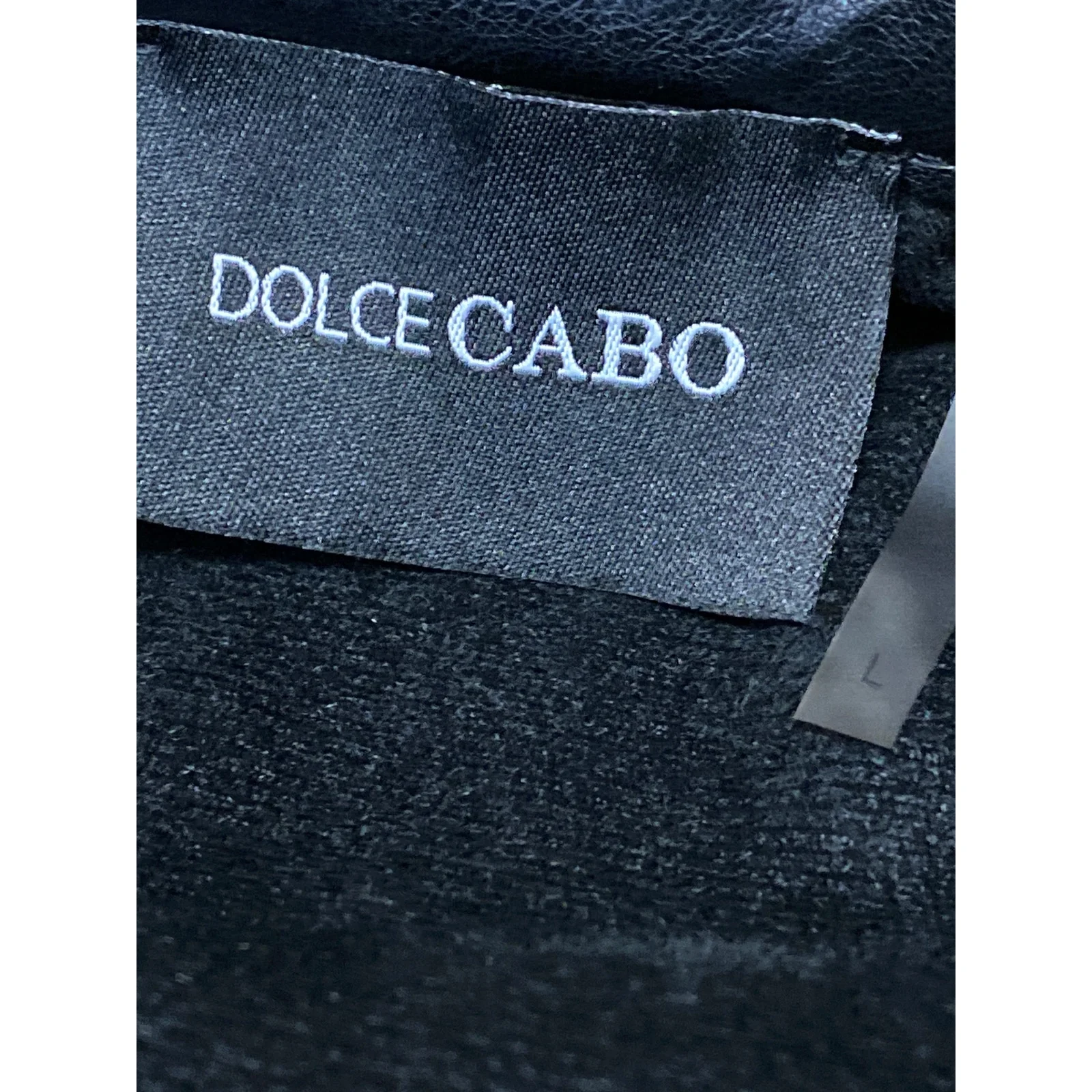 Dolce Cabo Women's Black Faux Vegan Leather Button Down Peasant Blouse Top Sz L - Image 3