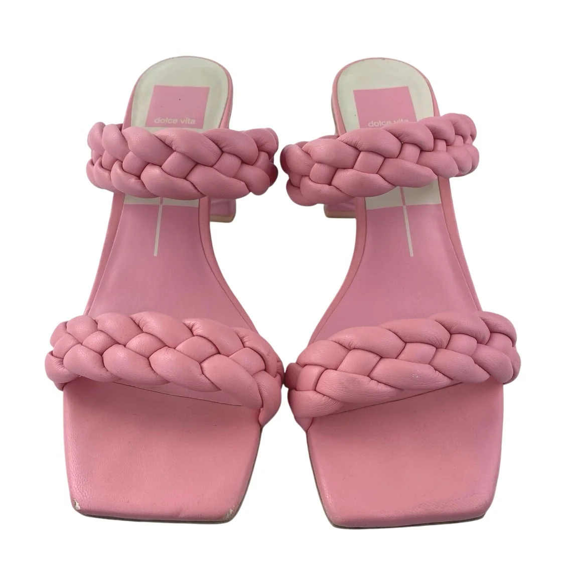 Dolce Vita Paily Pink Double Braided Band Straps Square Toe Heels Sandals Size 8 - Image 2