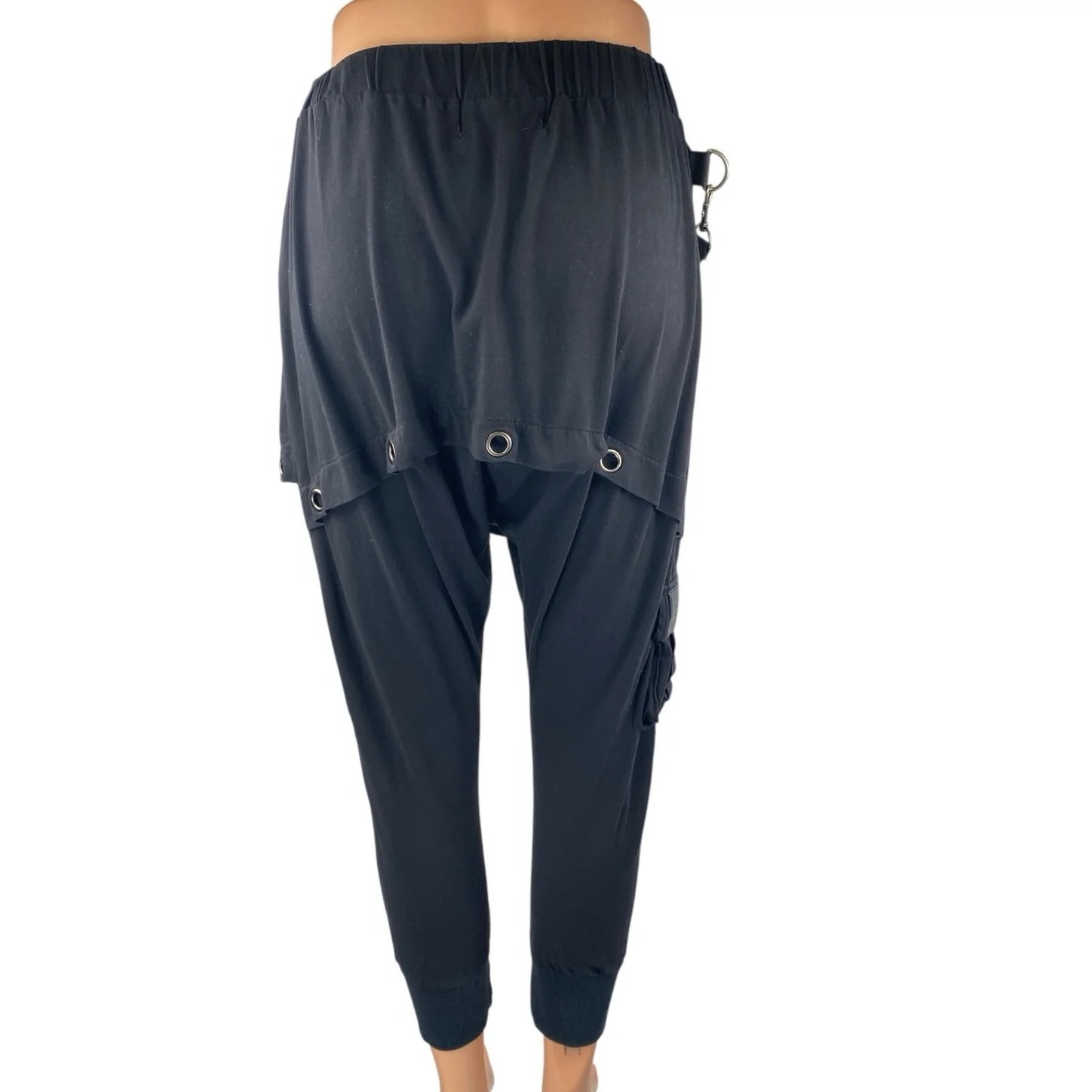 Dolls Kill Darker Wavs Women's Black Pocket Skirted Skinny Leggings Pants Size S - Image 3