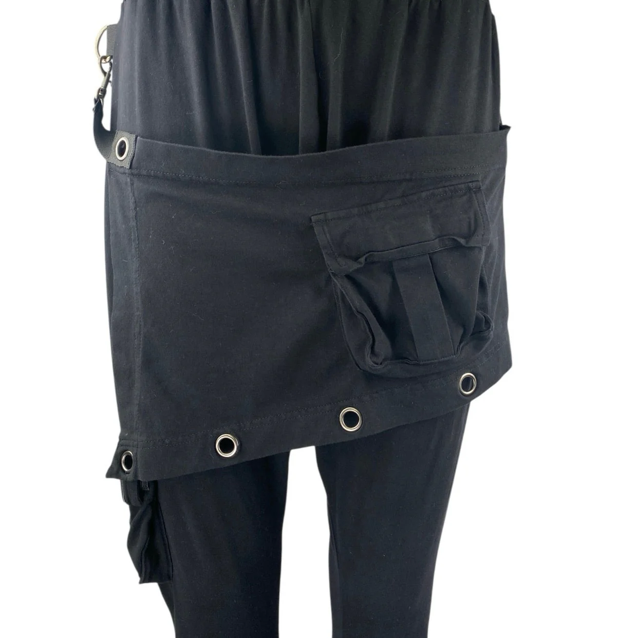 Dolls Kill Darker Wavs Women's Black Pocket Skirted Skinny Leggings Pants Size S - Image 4