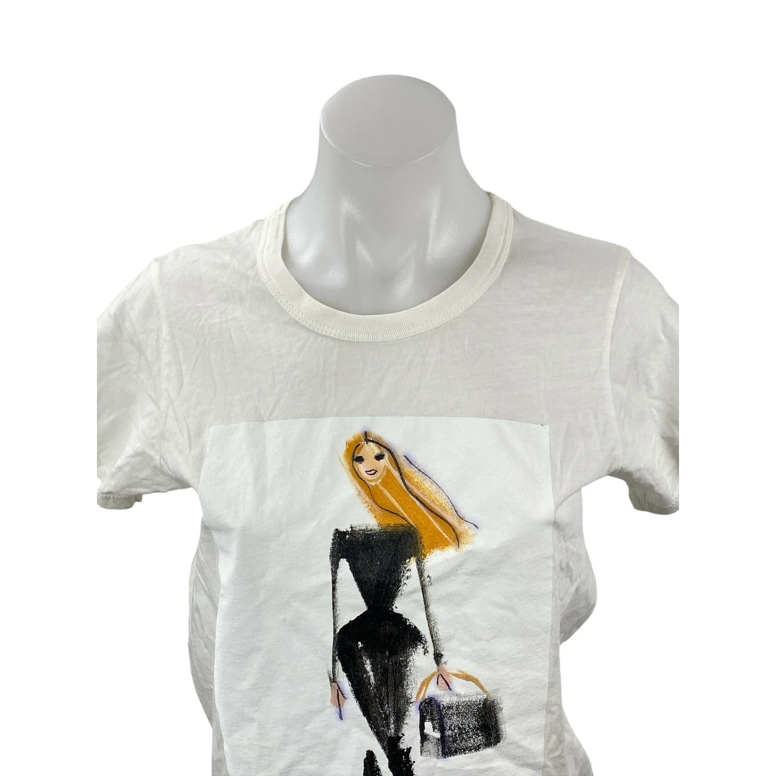 Donald Womens White Graphic Print Crew Neck Short Sleeve Basic Tee T-Shirt Top M - Image 2