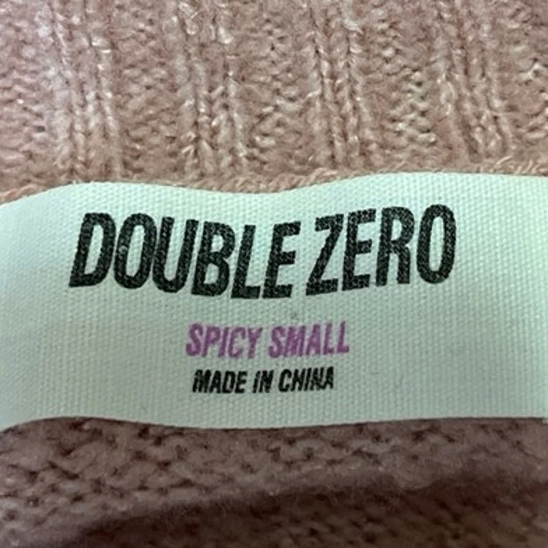 Double Zero Pink Crew Neck Drop Shoulder Ribbed Trim Pullover Sweater Size S - Image 3