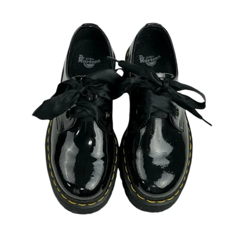 Dr. Martens Holly Black Patent Leather Chunky Quad Platform Oxford Shoes Size 6 - Image 3