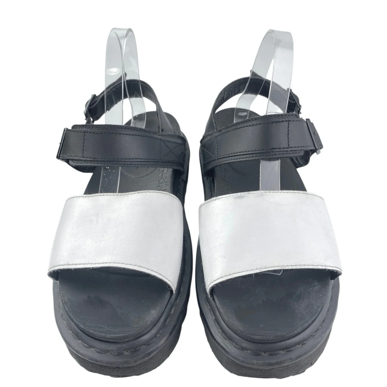 Dr. Martens Voss Hydro Black Leather Ankle Strap Platform Slingback Sandals 10 - Image 2