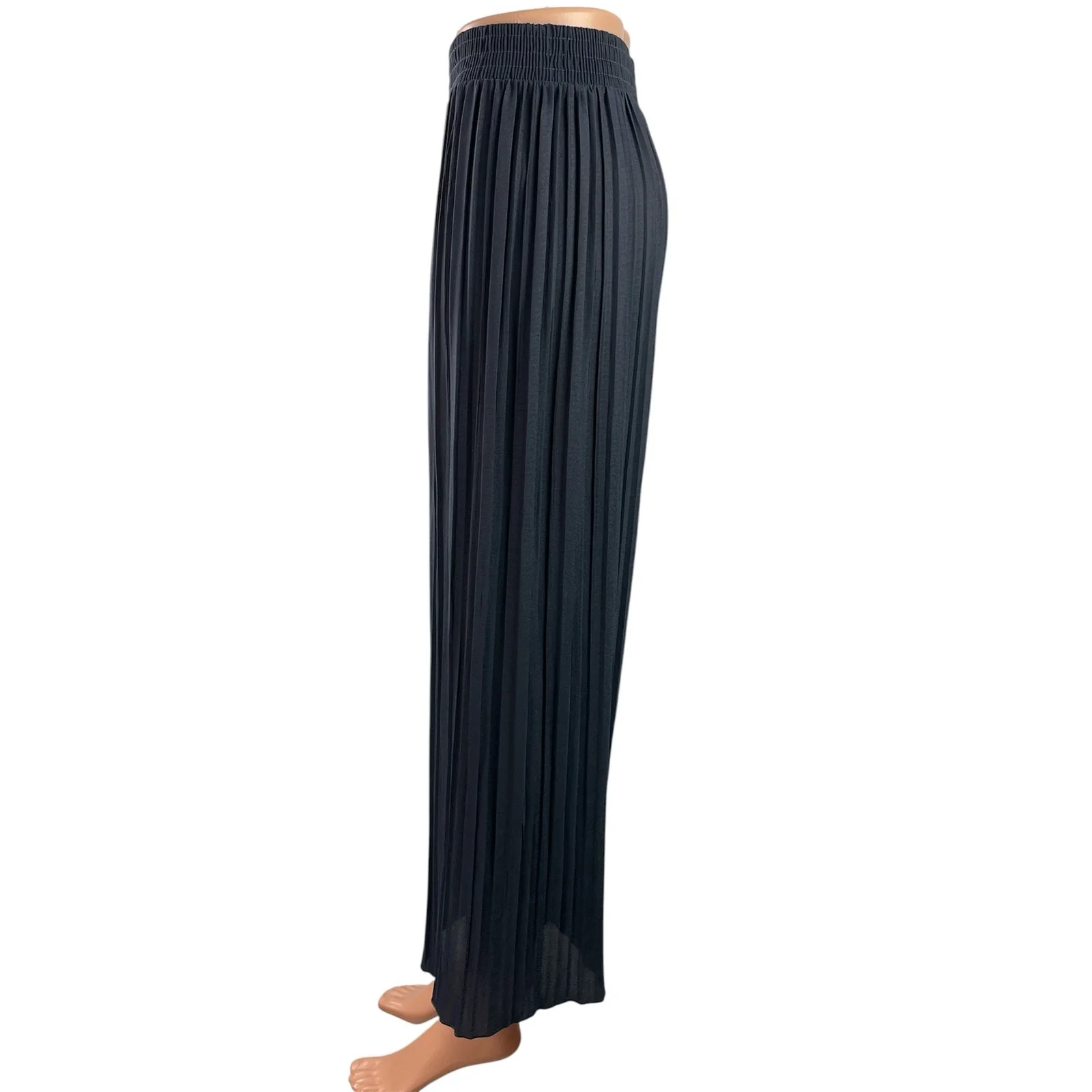 Drama Queen Women's Gray Pleated Elastic Waist Palazzo Wide Leg Trouser Pants XS - Image 2