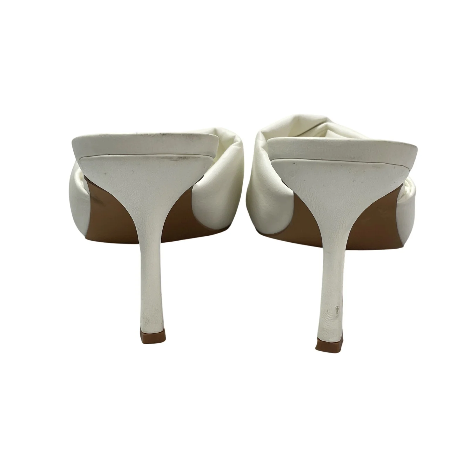 Dream Pairs Women's White Square Toe Leather Stiletto Heels Sandals Size 7.5 - Image 3
