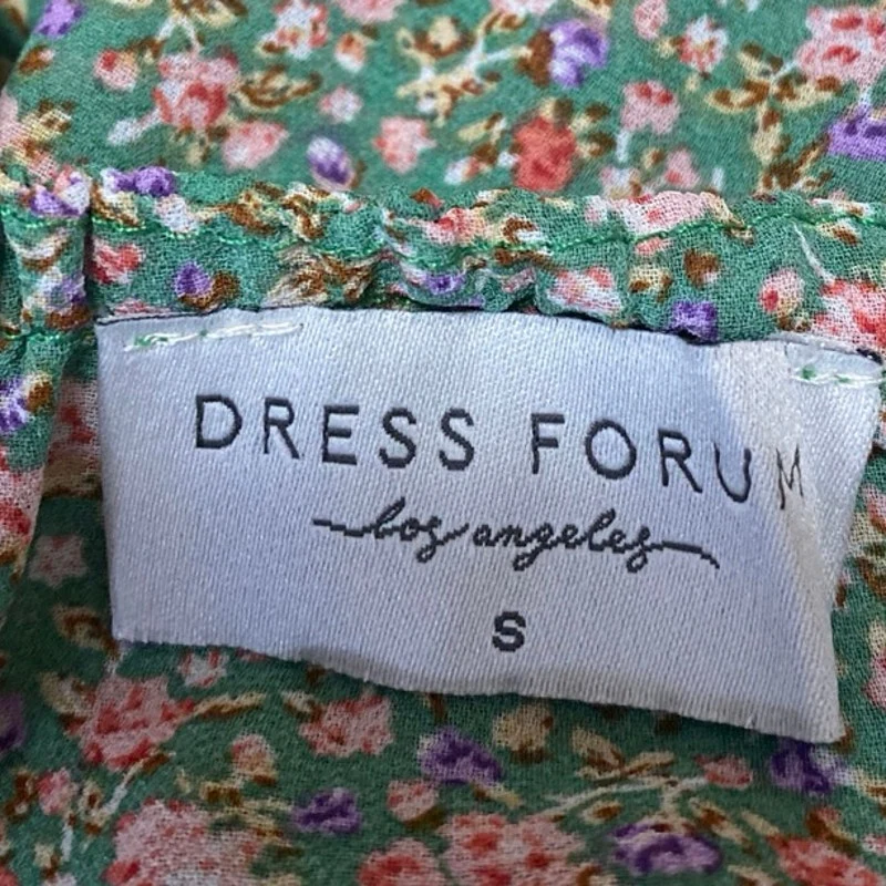 Dress Forum Green Floral Sleeveless Tiered Ruffle Cami Tank Crop Top Size S - Image 3