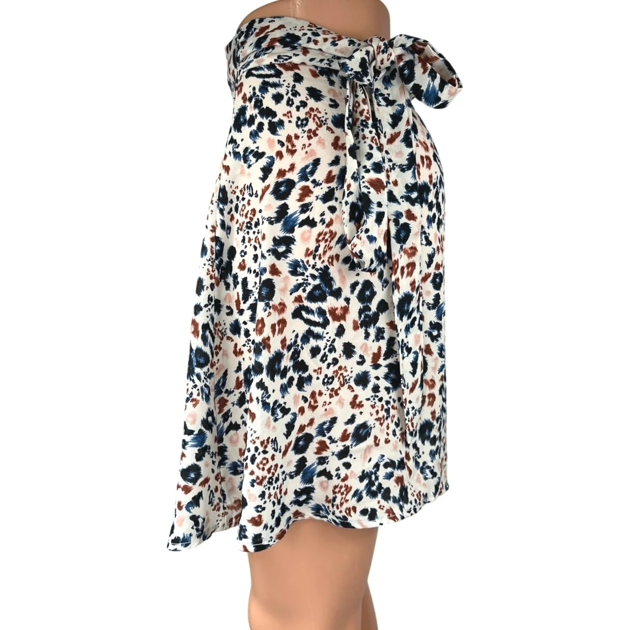 Dresscode L.A. Blue Multicolor Animal Print Leopard Wrap Mini A Line Skirt Sz S - Image 2