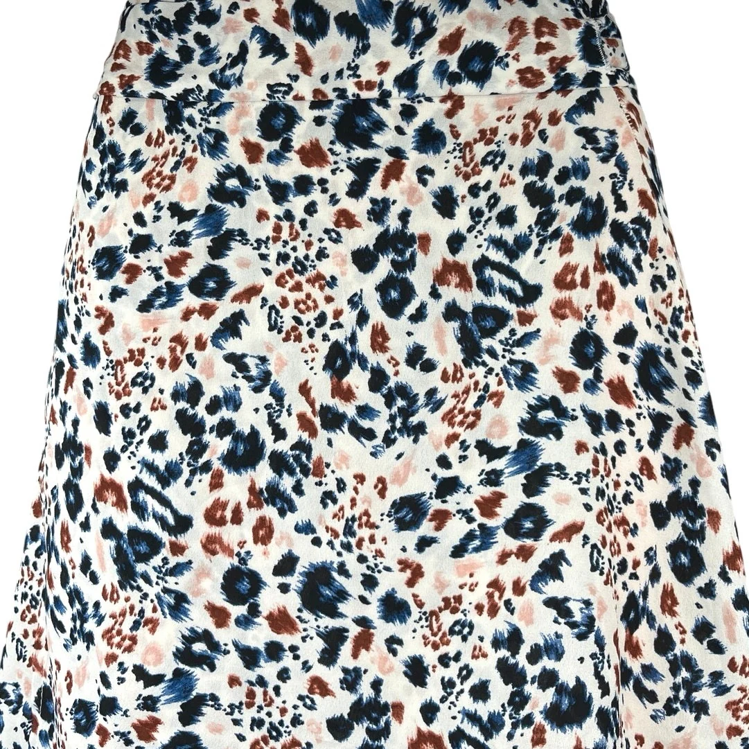 Dresscode L.A. Blue Multicolor Animal Print Leopard Wrap Mini A Line Skirt Sz S - Image 4