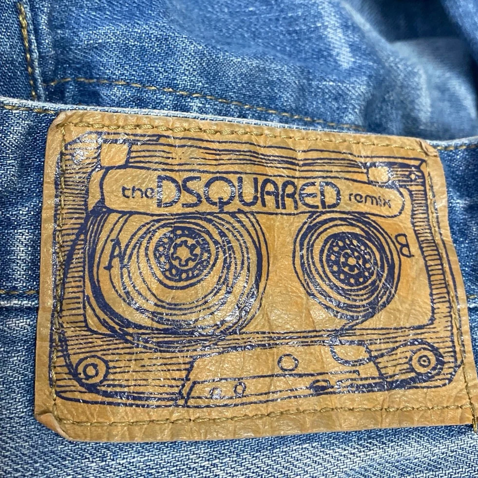 Dsquared2 Men's Blue Acid Wash Straight Leg Frayed Raw Hem Denim Jeans Pants 34 - Image 6