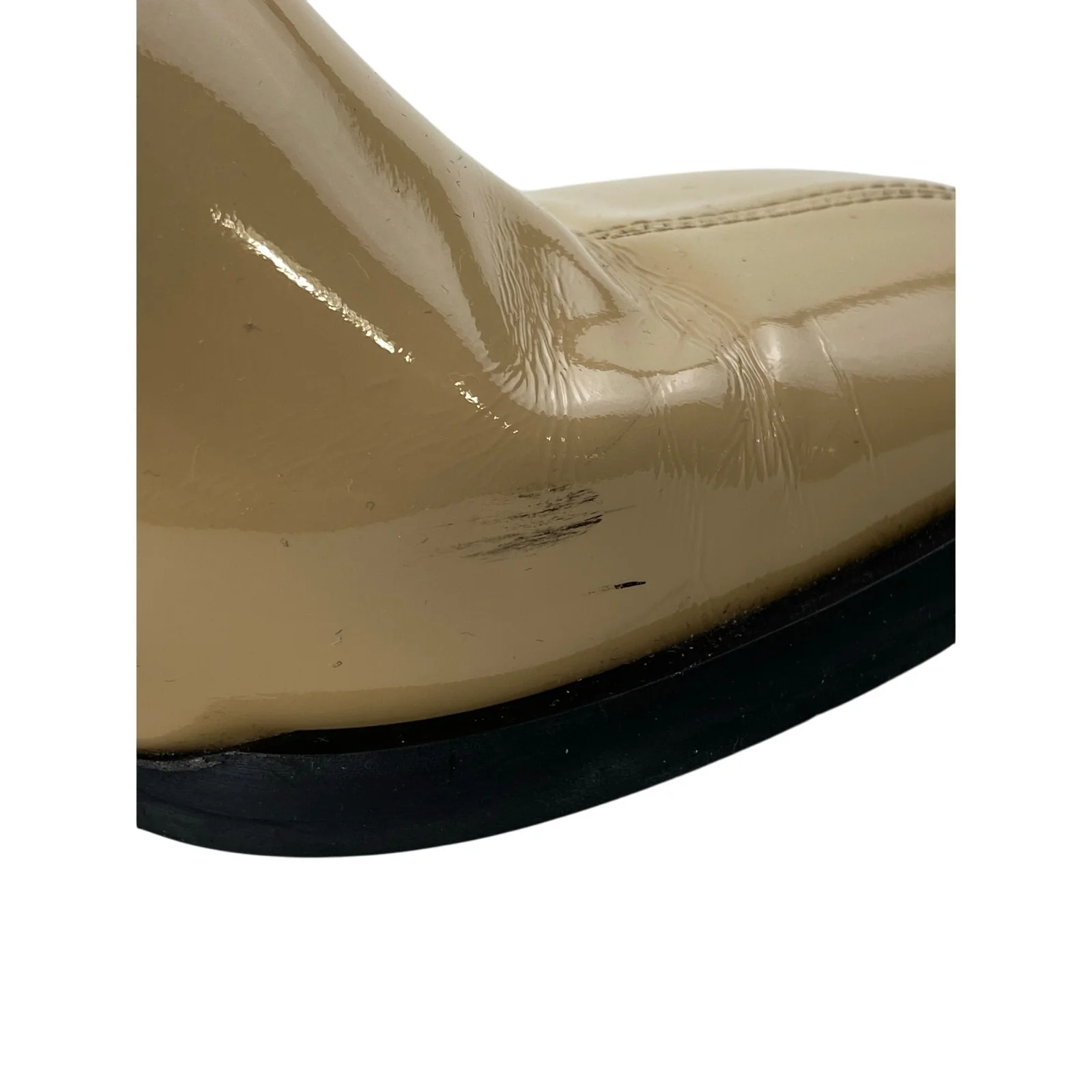 E8 by Miista Beige Patent Leather Block Heel Square Toe Zip Up Ankle Boots 7.5 - Image 8