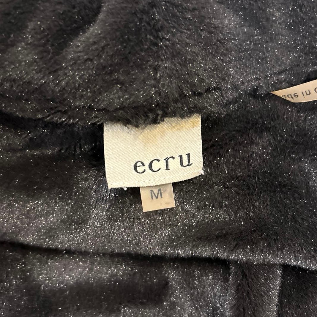 Ecru $300 Genuine Suede Leather Brown Collared Sleeveless Fur Vest Jacket Size M - Image 6