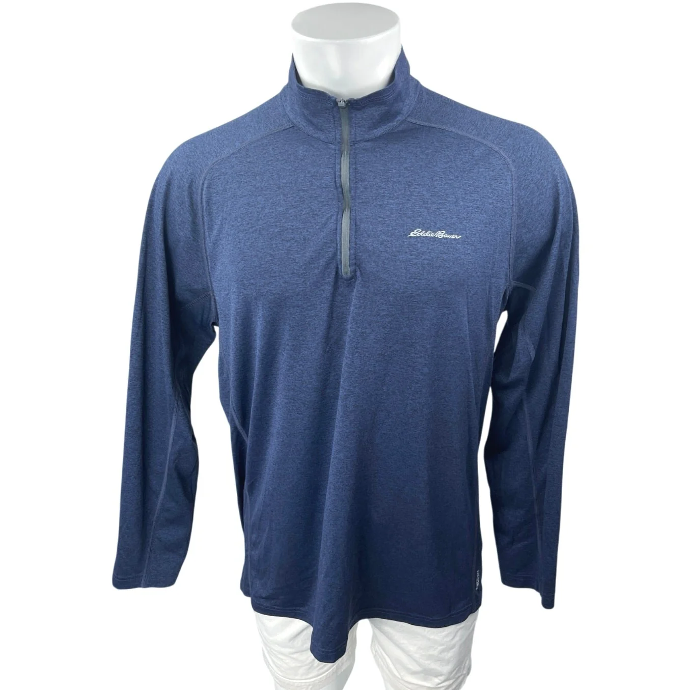 Eddie Bauer Men's Blue 1/4 Zip Long Sleeve High Neck Sweatshirt Sweater Top Sz L