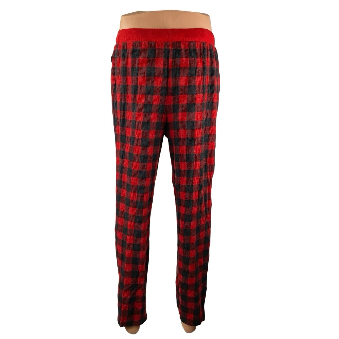 Eddie Bauer Mens Red Plaid Flannel Straight Leg Lounge Sleepwear Pajama Pants M - Image 2