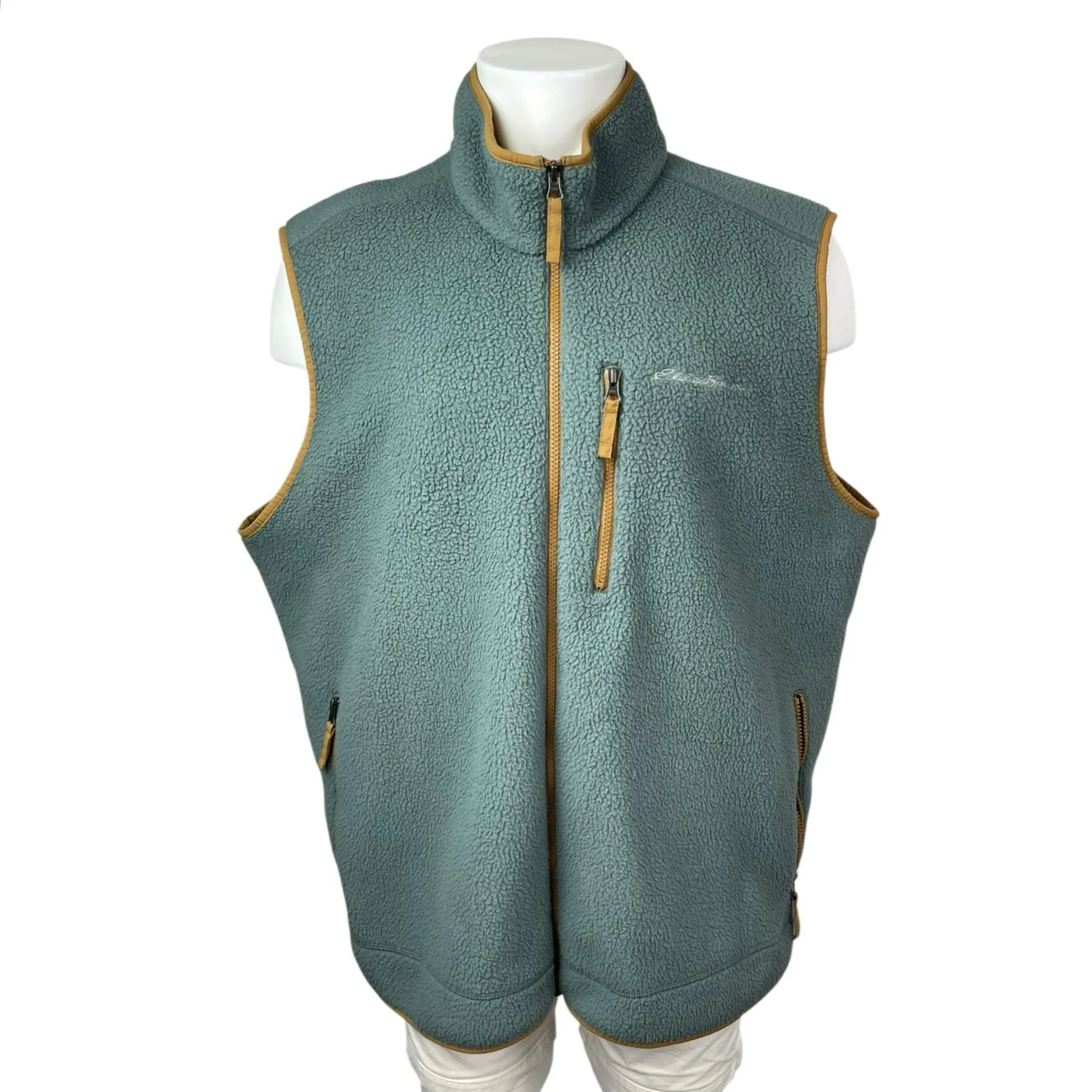 Eddie Bauer Quest 300 Sherpa Fleece Green Body Warmer Gilet Vest Sweater Top XXL