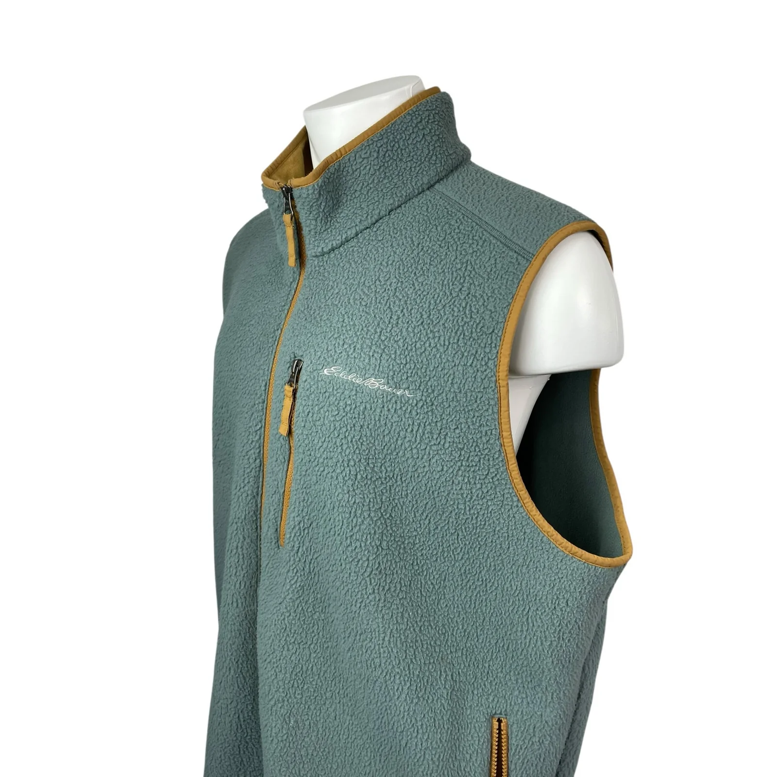 Eddie Bauer Quest 300 Sherpa Fleece Green Body Warmer Gilet Vest Sweater Top XXL - Image 2