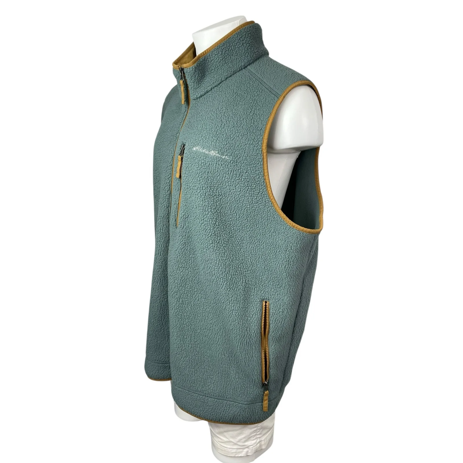 Eddie Bauer Quest 300 Sherpa Fleece Green Body Warmer Gilet Vest Sweater Top XXL - Image 3