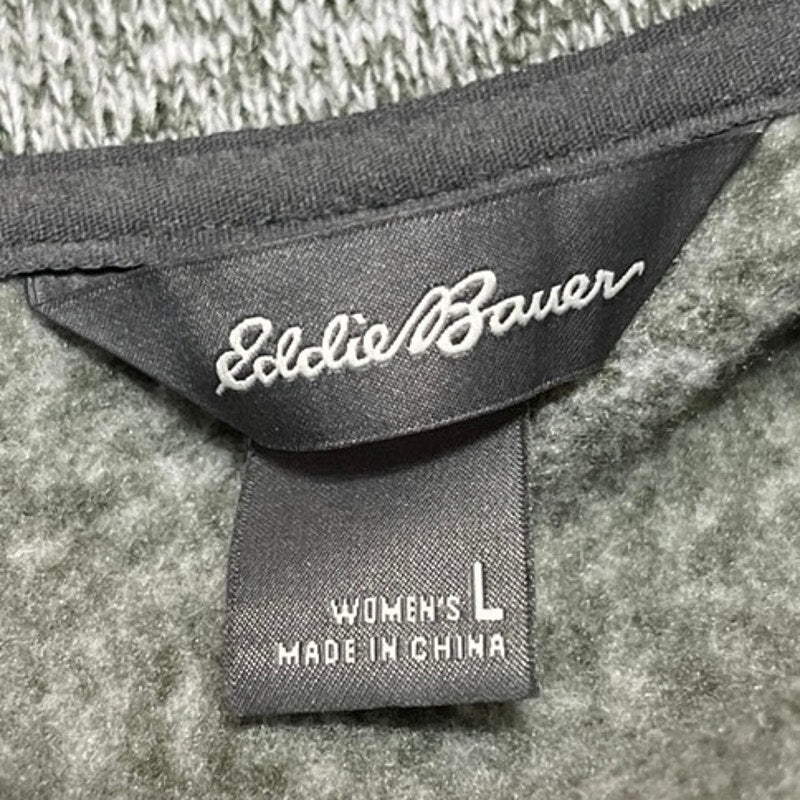 Eddie Bauer Women's Gray Sleeveless Turtleneck Fleece Full Zip Sweater Vest L - Image 3