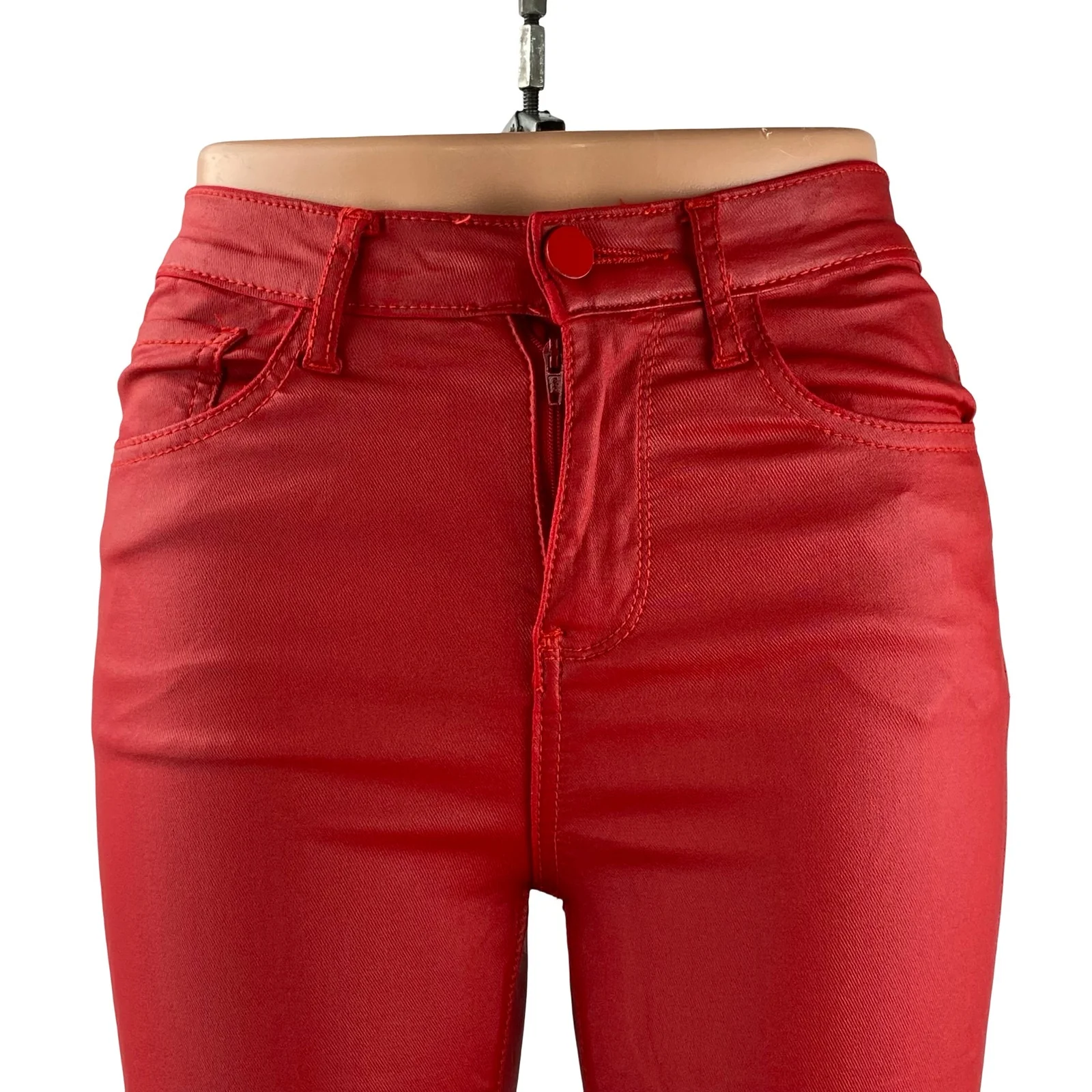 Edikted Luna Women's Faux Vegan Leather Mid Rise Skinny Flare Trousers Pants XS - Image 3