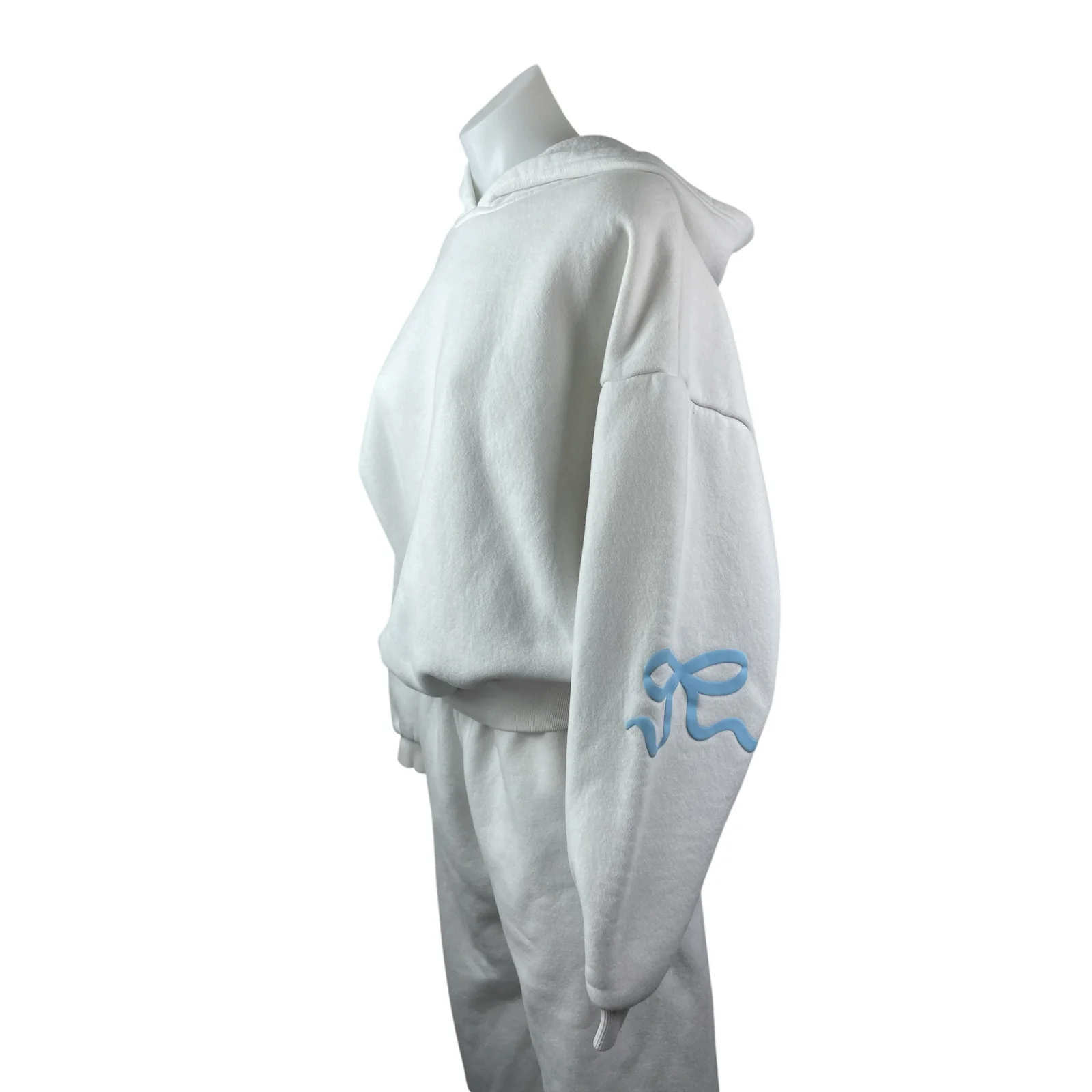 Edikted White Hoodie Sweatshirt Wide Leg Sweat Pants Athletic Activewear Set S/M - Image 2