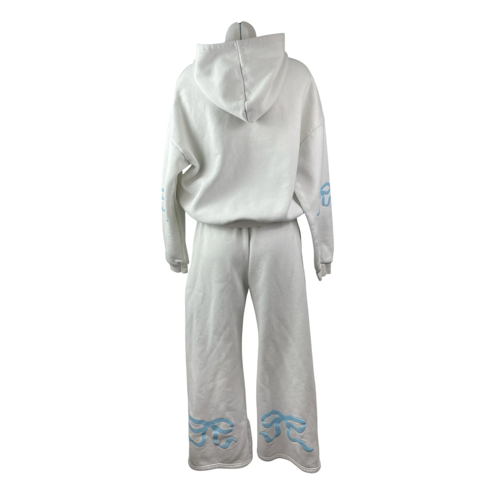 Edikted White Hoodie Sweatshirt Wide Leg Sweat Pants Athletic Activewear Set S/M - Image 4