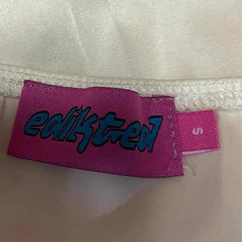 Edikted White Pink Lace Silk Satin Cami Camisole Spaghetti Strap Crop Tank Top S - Image 4